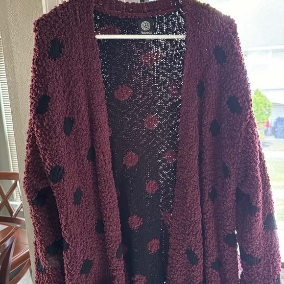 Bobeau Boucle Popcorn Cardigan Polka Dots - Picture 1 of 5